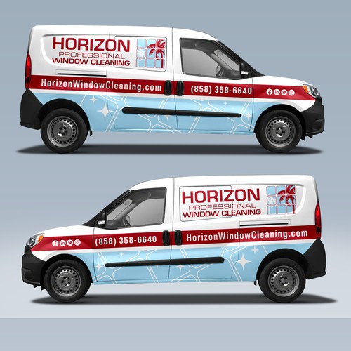 Eye catching cargo van wrap for window cleaning Design by DuhaCreative