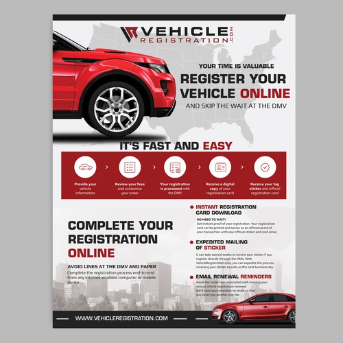 One-Page Flyer for VehicleRegistration.com Réalisé par iulianrosu