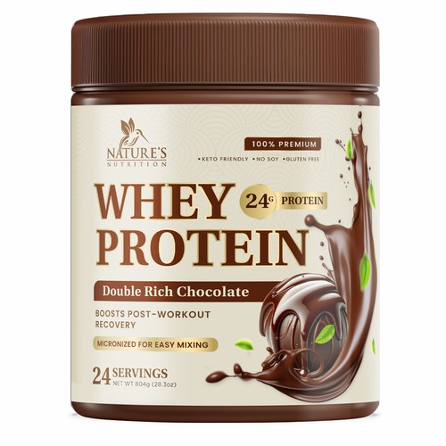 Tasty Whey Protein Chocolate Design Needed for Nature's Nutrition Design réalisé par Davi Giolo ★