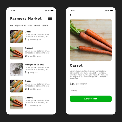 Farmers Market App Design von DesignsM