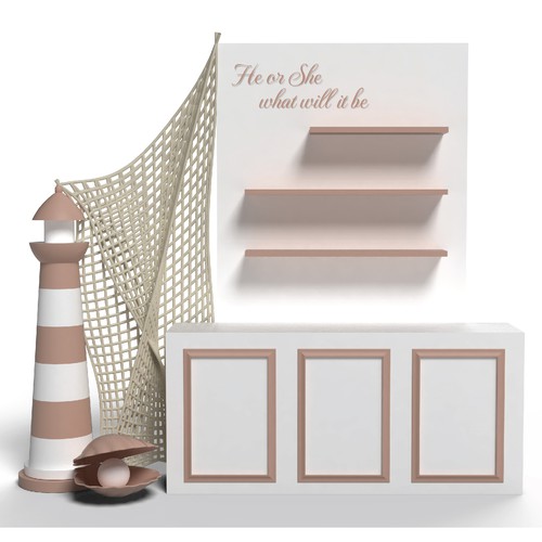 Create an elegant creative gender reveal backdrop prop Design by Iztok, Ivana (IZ+IV)