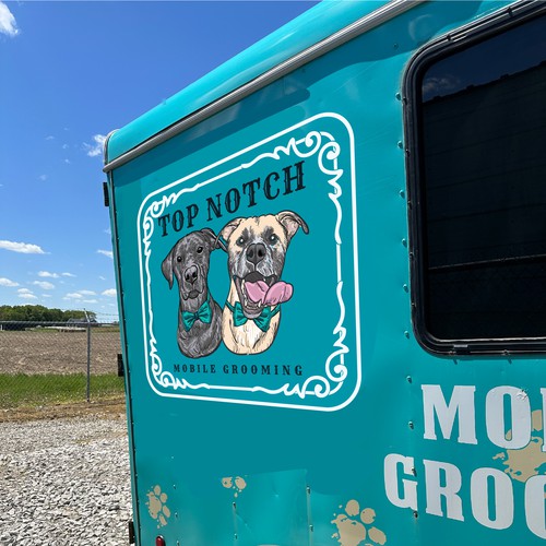 Luxury mobile dog grooming business looking for an eye popping slightly vintage feel design. Design by cus.