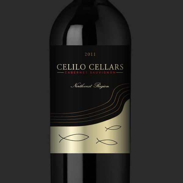 Design by mnml23 titled "wine label"