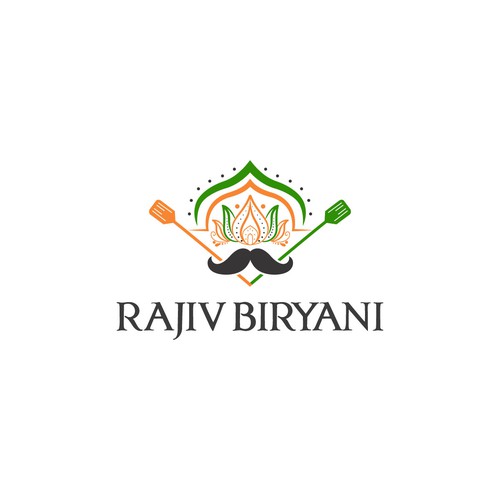 Indian Food Cloud Kitchen Logo Design, Rajiv Biryani Réalisé par Monk Brand Design