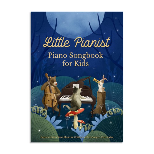 Colourful children's book cover for a piano music book Design by DivaMzn