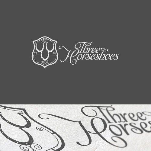 logo for Three Horseshoes Design by Kate Davies