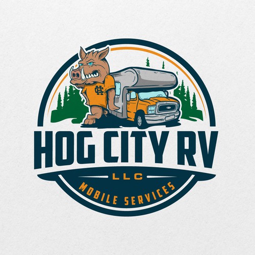 Design a retro/vintage camper logo for our RV Mobile Service business. Design by AlarArtStudio™