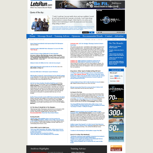 LetsRun.com Homepage Re-Design/Cleanup Diseño de pscola