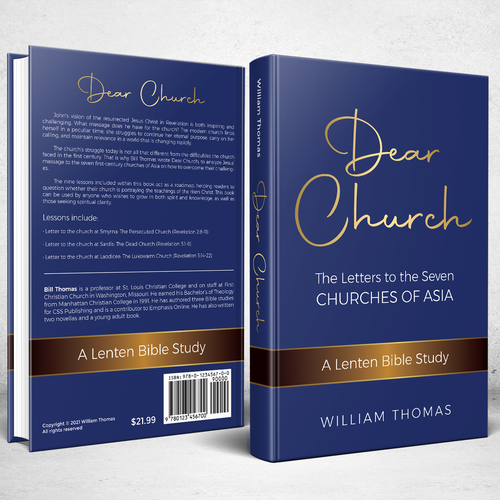 Design a book cover for a Christian Bible Study, "Dear Church: The Letters to the Seven Churches Design by Bovan