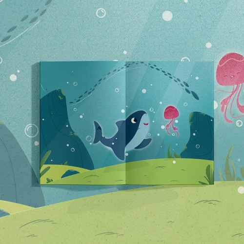 Design One Page Design for Glow Shark Kids Book Design Design por KristinaTro