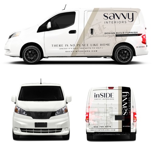 Design build furnish firm needs cool luxury sleek modern Van wrap Réalisé par Hey Mad´esigns⚡