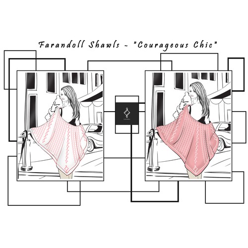 Series of mini "Ways to Wear" fashion illustrations for Women's Luxury Shawl Brand Diseño de Alina Ally