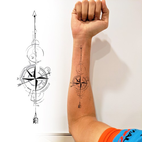 Design geometric arrow compass Tattoo Design by Odius