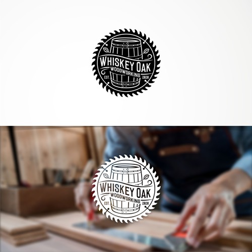 Powerful, vintage, whiskey inspired logo for woodworking company-ontwerp door Rasyid