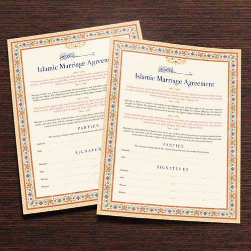 Design Design A Beautiful Islamic Marriage Agreement Document Template por dizas