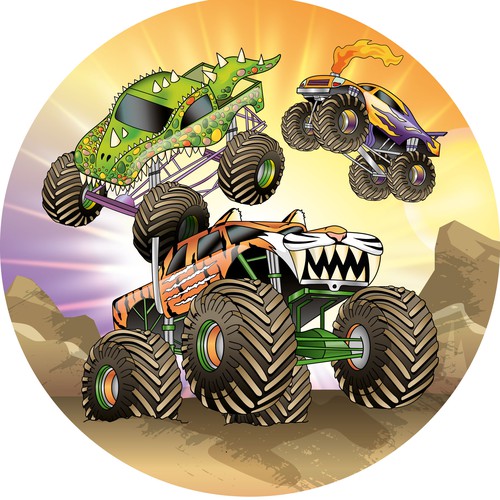 Monster truck illustration  birthday party theme for kids