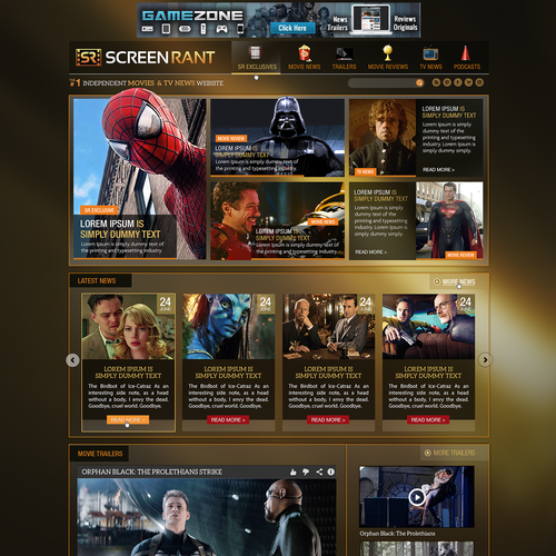 Redesign ScreenRant.com's Home Page. Réalisé par micgesc