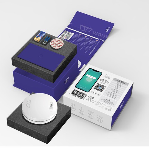 Need a complete modern and powerful packaging for our intelligent smoke detector. Design by Designlifelk