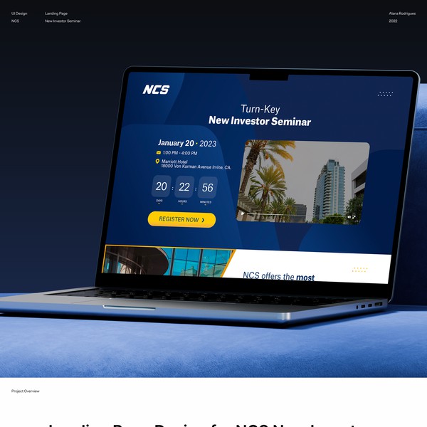 Design by Alana Rodrigues titled "Landing Page Design for NCS New Investor Seminar"