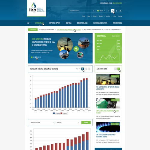 Redesign for an economic information system website | Web page design ...