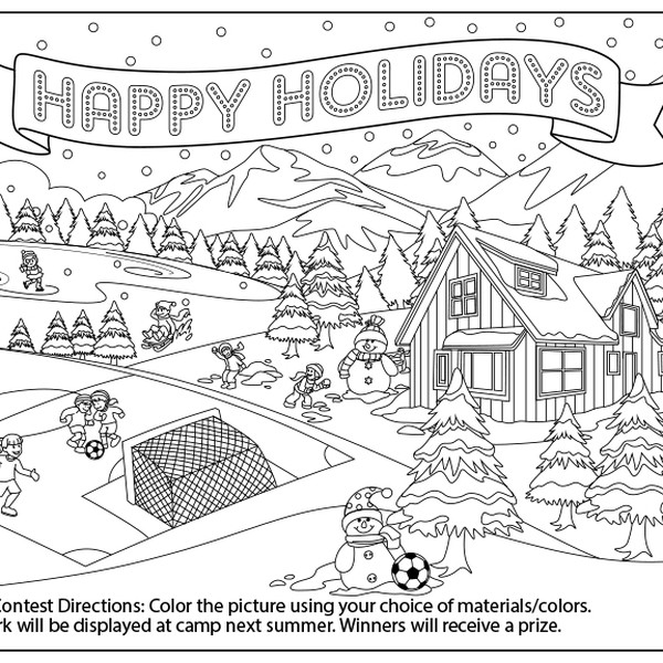 soccer camp holiday card  coloring contest  card or