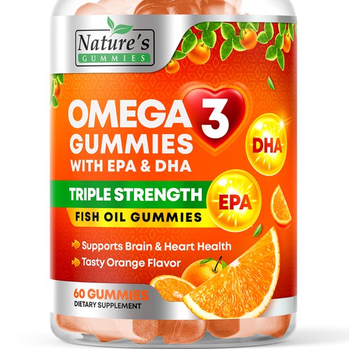 Tasty Omega 3 Fish Oil Gummies Design needed for Nature's Gummies Design réalisé par rembrandtjurin