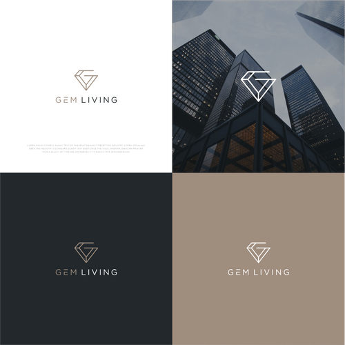 Geometrical, minimalist, modern brand design for Gem Living Design by Sunrise.