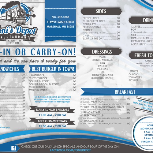 Sub & Burger Restaurant needs NEW DESIGN take out menu! Design by esse.