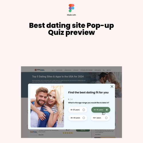 Engaging quiz feature design for product comparison website Design by DezainHub