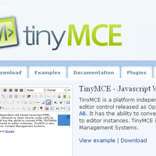 Logo for TinyMCE Website Design por nickeldice
