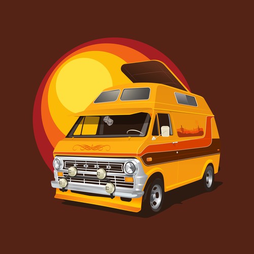 Cool looking 70s vans for our van rental company Illustration or graphics contest 99designs