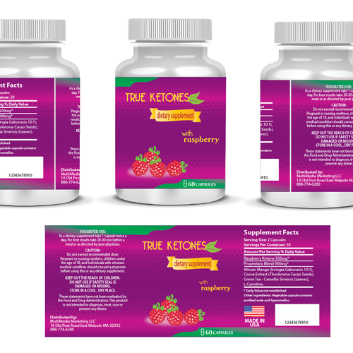 Help True Ketones with a new product label Diseño de aNdHy65