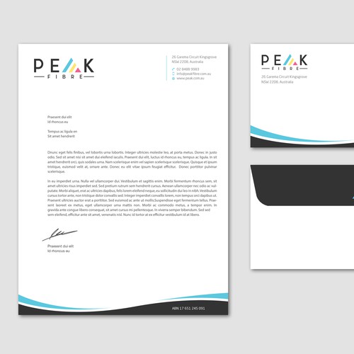 Creative, slick, professional Stationary for New Brand - Peak Fibre - Design by CurveSky™ ☑️