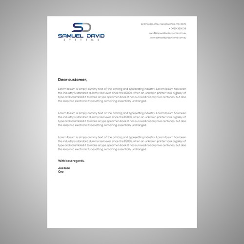 New stationery wanted for Samuel David Systems Diseño de Play_Design
