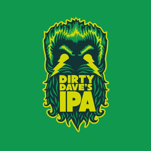 Cool and edgy craft beer logo for Dirty Dave's IPA (made by Bone Hook Brewing Co) Design by Wintrygrey