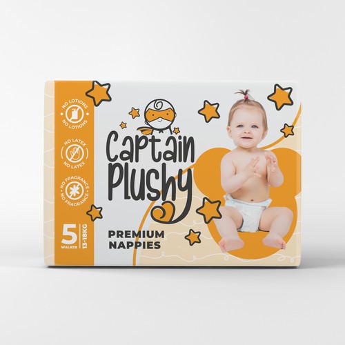 Packaging for playful baby diapers brand Design by Dimario Moretti