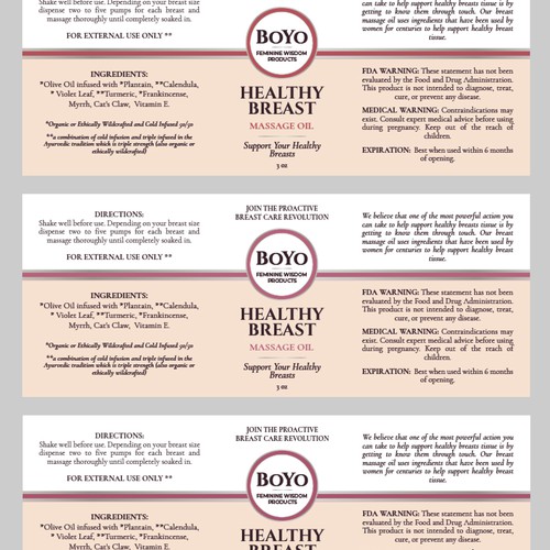 design a classy, bold healthy breast massage oil label Design by ilonaGi