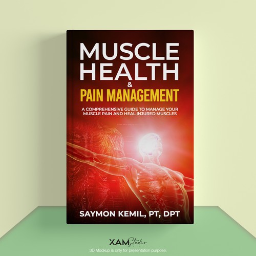 Book cover with a drawing images of the human anatomy combining muscles and bone structure. Design by XAM76