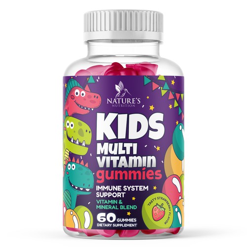 Tasty Kids Multivitamin Gummies Product Label for Nature's Nutrition Design by gs-designs