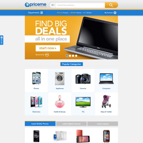 New homepage for popular Price Comparison site Design by Gerardo Betancourt