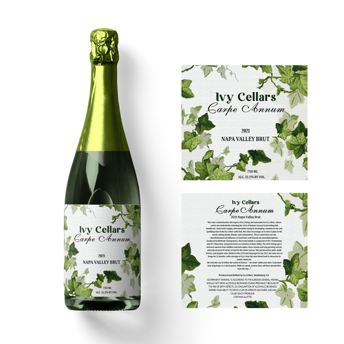 Ivy Cellars sparkling wine label Design by halesen