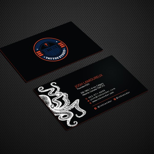 I need a strong business card design for my custom tattoo studio Inktender Design réalisé par VIVID_Design.