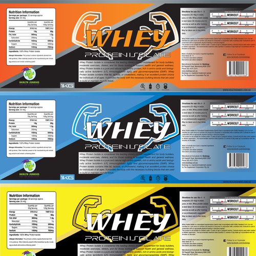 Need label designed for a healthy protein powder range. Product label
