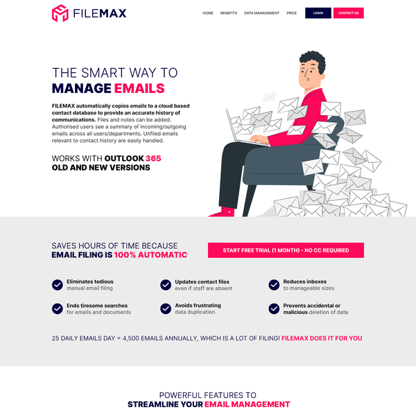 New web site for exciting email management product called FILEMAX