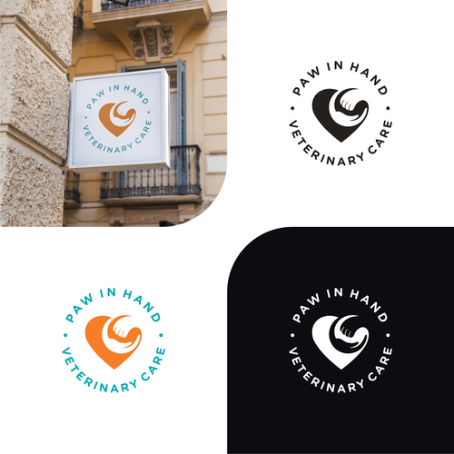 Small Vet Clinic needs a logo that expresses the human-animal bond: Paw in Hand Design by sulih001