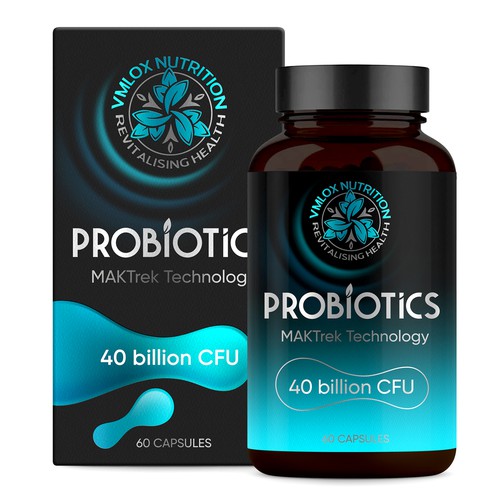 I want creative, shiny,  supplement packaging for my first product Probiotic 40 billion CFU Design by Anton Danilov