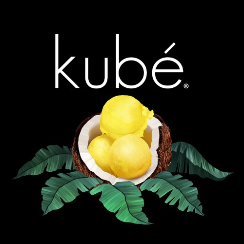 Design a graphic image for the BEST TASTING vegan ice cream manufacturer (kubé) and brand in Oakland Diseño de NinaĆu