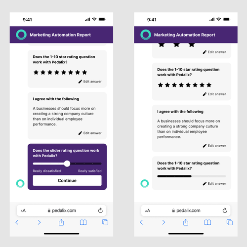 Web app design for a chat like survey with follow up designs Design by LiviuAMDI
