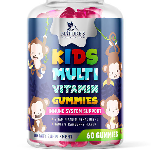 Tasty Kids Multivitamin Gummies Product Label for Nature's Nutrition Design by ZAKIGRAPH ®