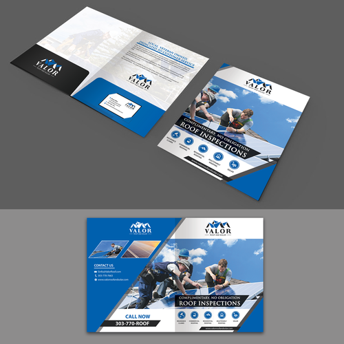 Presentation Folder Design, fast growing roof & solar company in Colorado.  Help us stand out! Design by Schöpfer